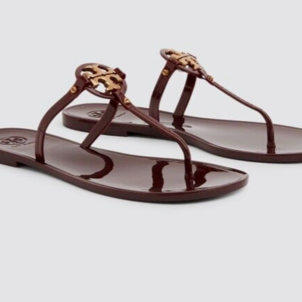 Tory Burch- MINI MILLER FLAT THONG-jelly sandals. Color: Bordeaux. Size: 8